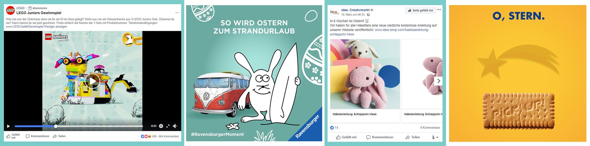 Ausschnitte von Osterkampagnen auf Facebook