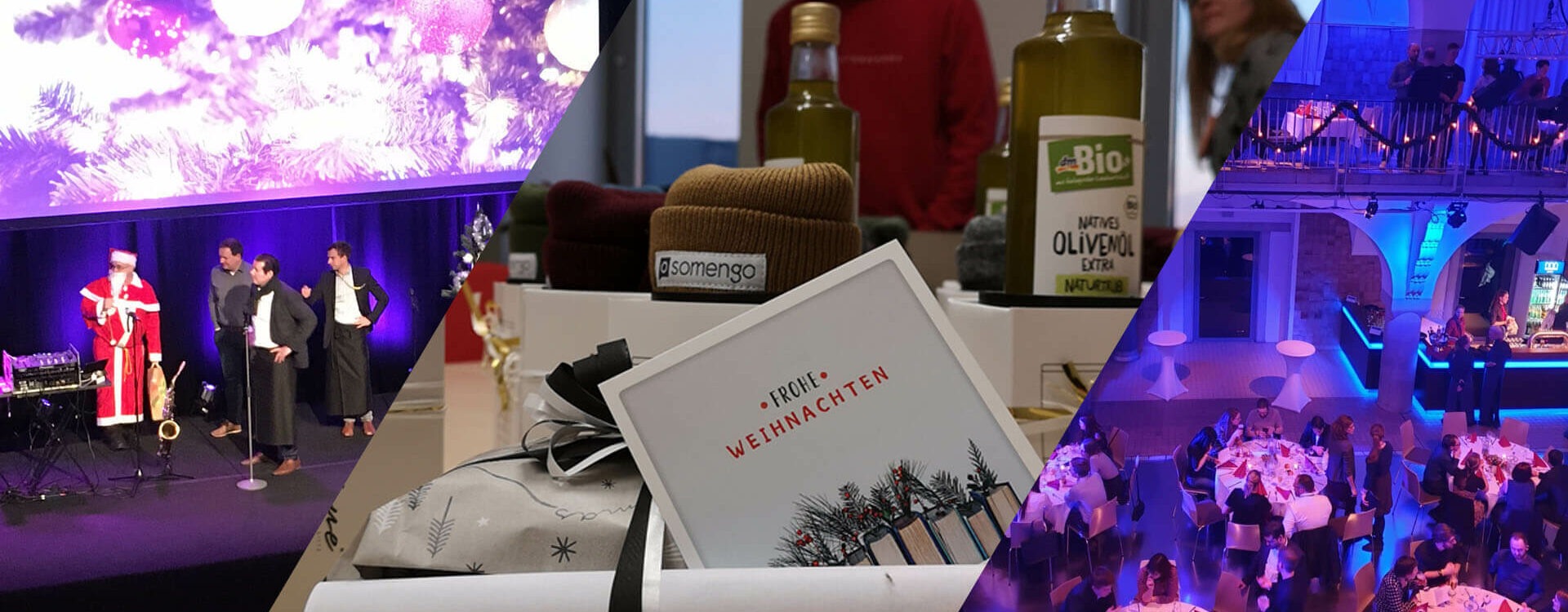 Towerbyte Weihnachtsfeier 2019 mit Weihnachtsmann Geschenken und Abendessen