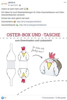 Screenshot von einer DIY-Bastelidee für Ostern auf Facebook