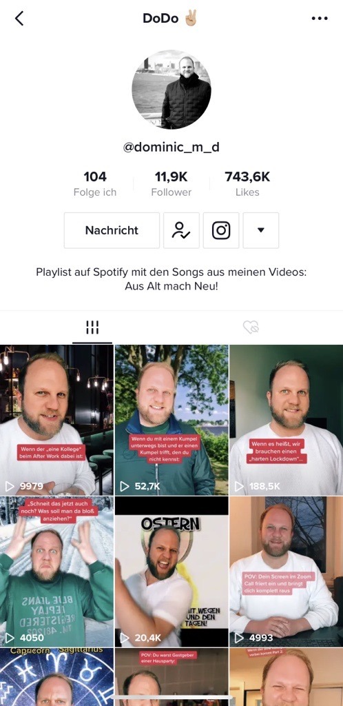 Screenshot eines privaten TikTok Accounts