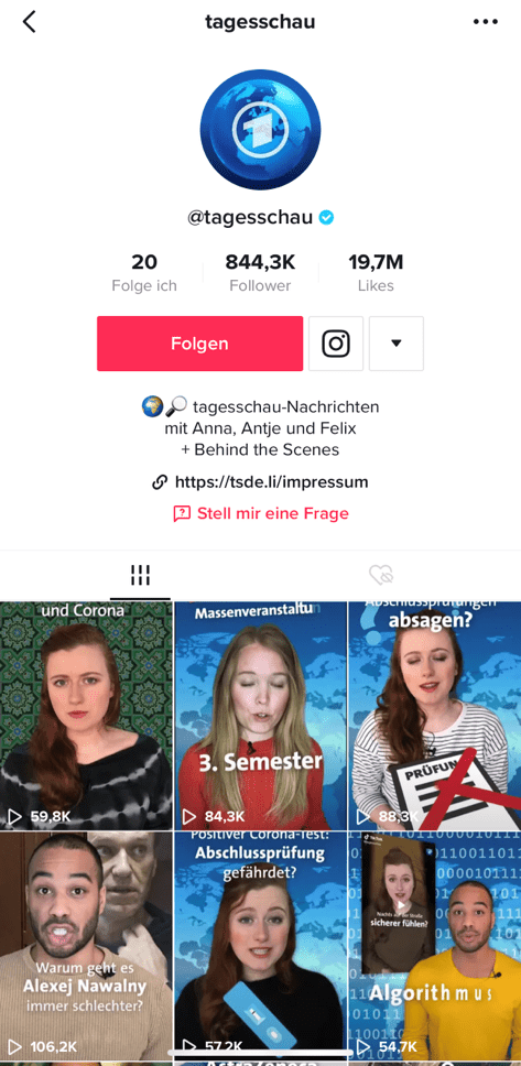 Screenshot eines verifizierten TikTok Accounts