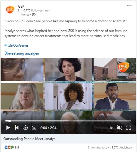 Beitrag von GSK auf LinkedIn