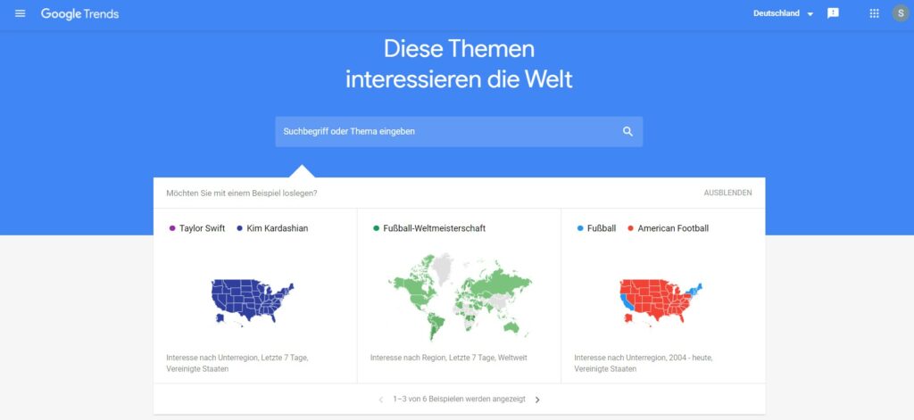 Google Trends Startseite